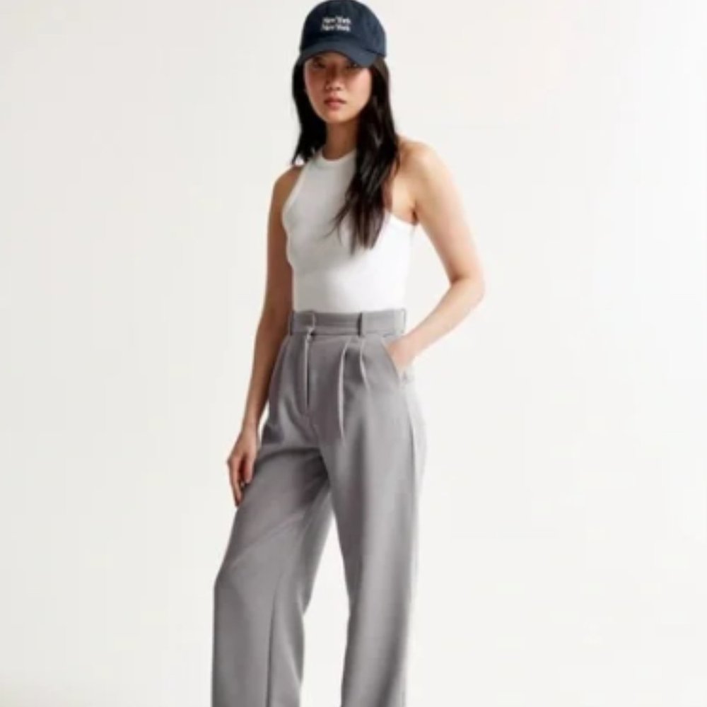 ABERCROMBIE & FITCH Tailored Sloane Brushed Suiting High Rise Wide Leg Pant